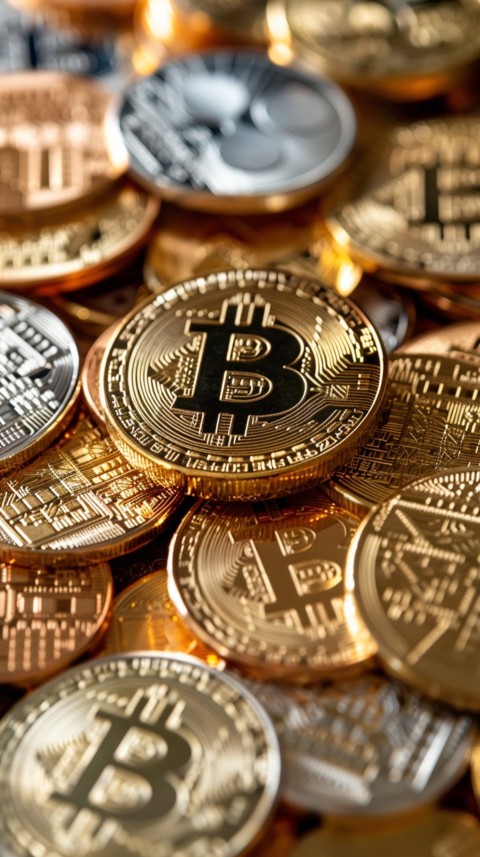 Bitcoin Cryptocurrency Gold Crypto Coin Creative Concept Aesthetic Symbol (751)