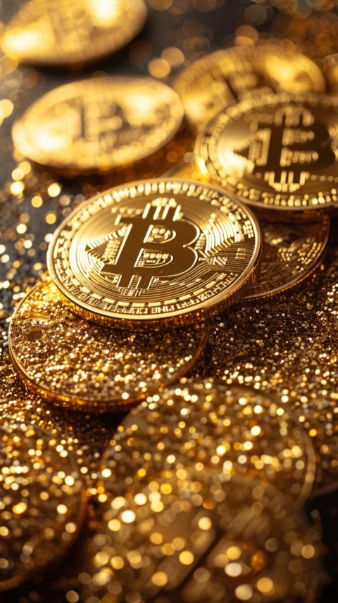 Bitcoin Cryptocurrency Gold Crypto Coin Creative Concept Aesthetic Symbol (813)