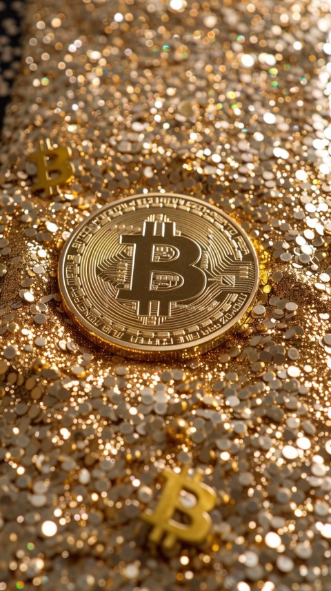 Bitcoin Cryptocurrency Gold Crypto Coin Creative Concept Aesthetic Symbol (843)