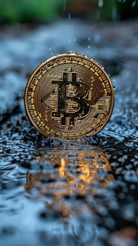 Bitcoin Cryptocurrency Gold Crypto Coin Creative Concept Aesthetic Symbol (865)