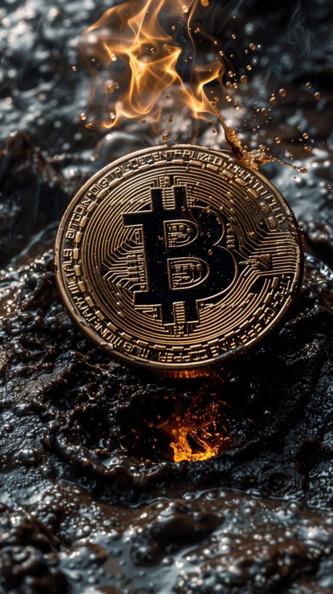 Bitcoin Cryptocurrency Gold Crypto Coin Creative Concept Aesthetic Symbol (873)