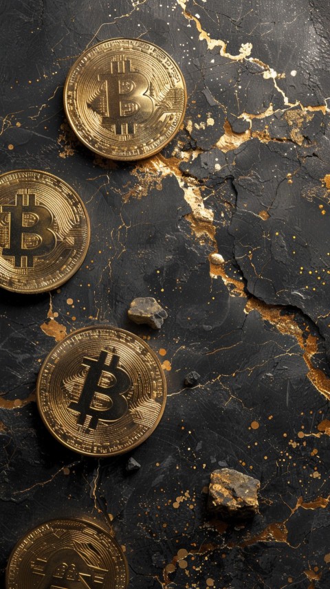 Bitcoin Cryptocurrency Gold Crypto Coin Creative Concept Aesthetic Symbol (887)