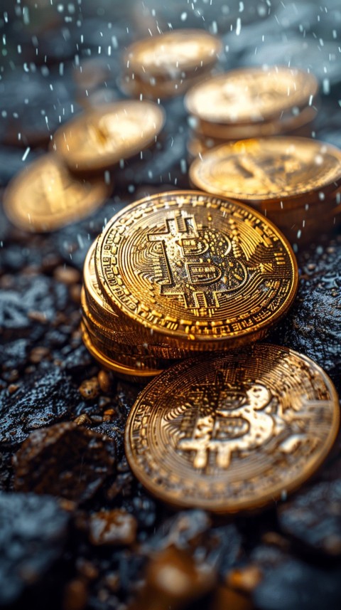 Bitcoin Cryptocurrency Gold Crypto Coin Creative Concept Aesthetic Symbol (904)