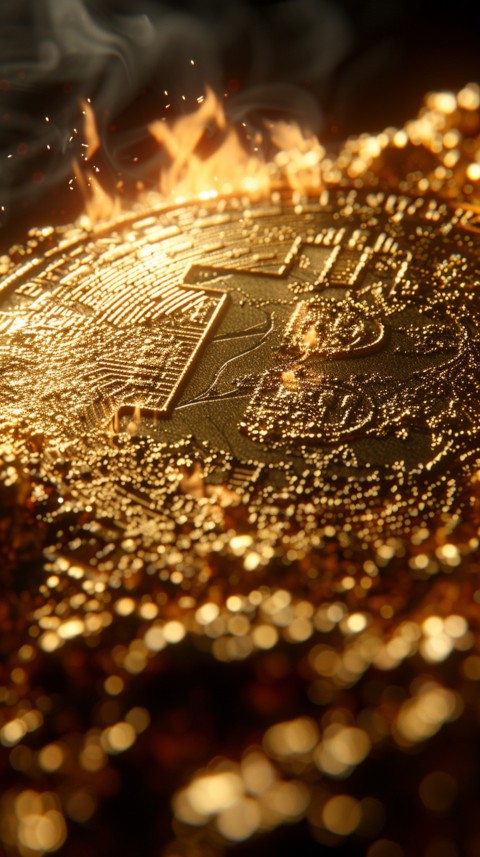 Bitcoin Cryptocurrency Gold Crypto Coin Creative Concept Aesthetic Symbol (908)