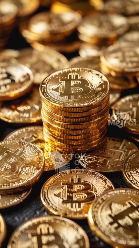 Bitcoin Cryptocurrency Gold Crypto Coin Creative Concept Aesthetic Symbol (921)