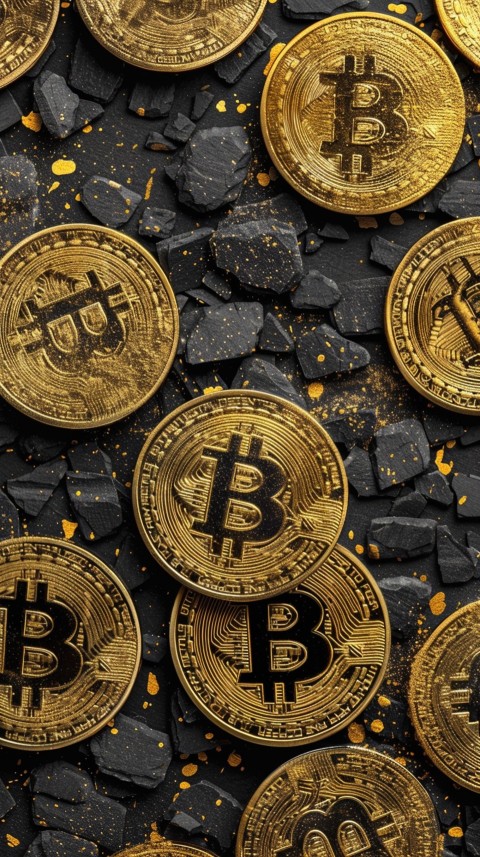 Bitcoin Cryptocurrency Gold Crypto Coin Creative Concept Aesthetic Symbol (945)