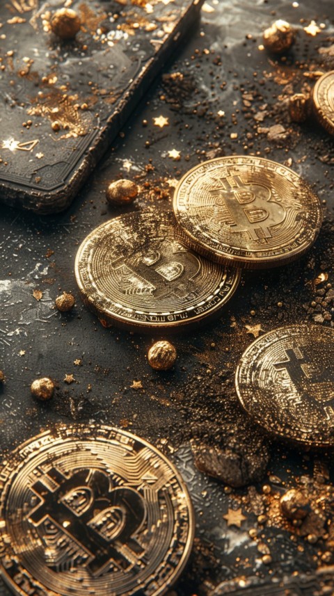 Bitcoin Cryptocurrency Gold Crypto Coin Creative Concept Aesthetic Symbol (927)