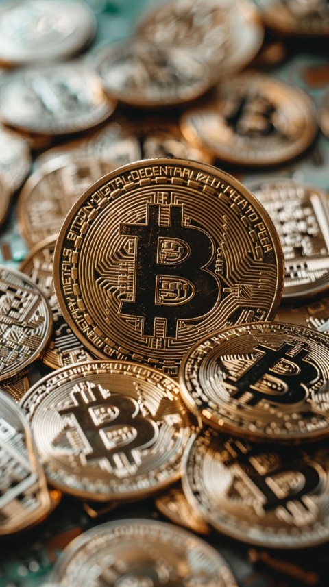 Bitcoin Cryptocurrency Gold Crypto Coin Creative Concept Aesthetic Symbol (982)