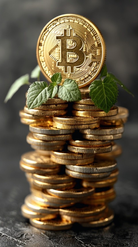 Bitcoin Cryptocurrency Gold Crypto Coin Creative Concept Aesthetic Symbol (978)