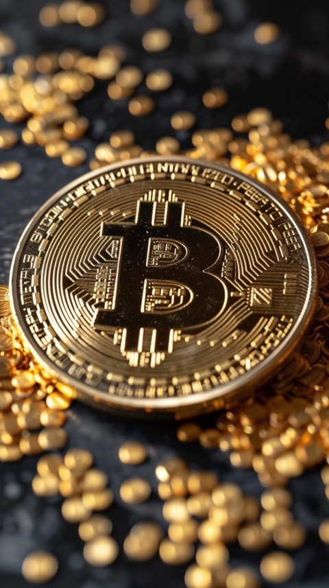 Bitcoin Cryptocurrency Gold Crypto Coin Creative Concept Aesthetic Symbol (988)