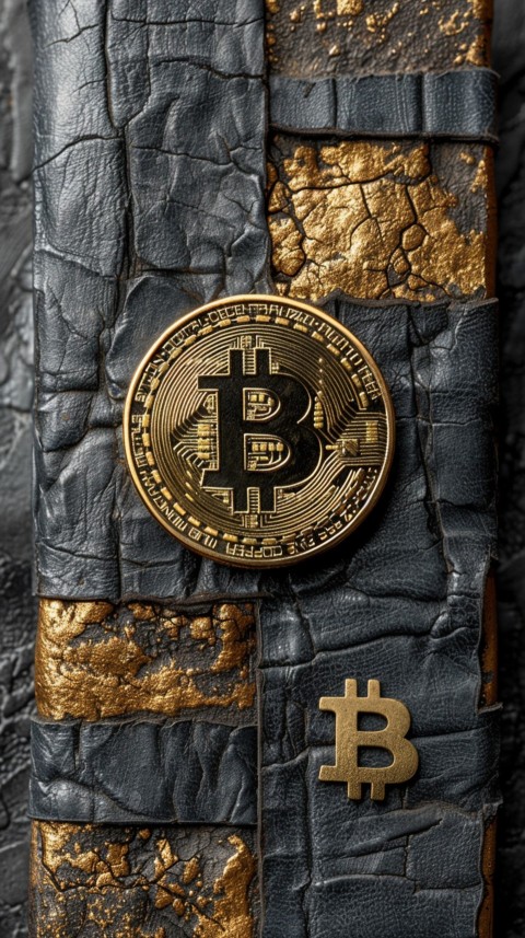 Bitcoin Cryptocurrency Gold Crypto Coin Creative Concept Aesthetic Symbol (1020)