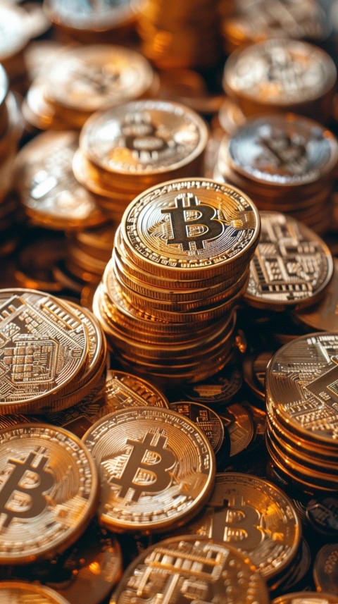 Bitcoin Cryptocurrency Gold Crypto Coin Creative Concept Aesthetic Symbol (1009)