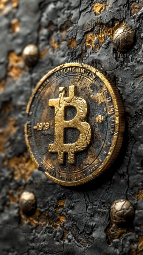 Bitcoin Cryptocurrency Gold Crypto Coin Creative Concept Aesthetic Symbol (1091)