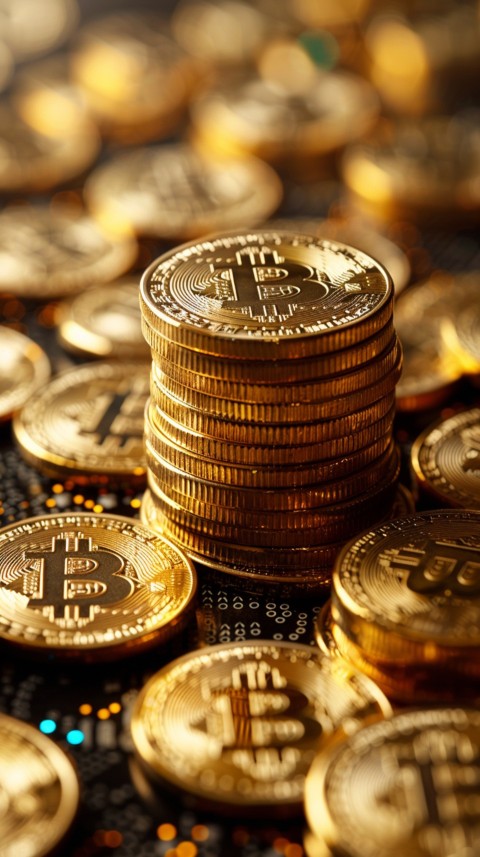 Bitcoin Cryptocurrency Gold Crypto Coin Creative Concept Aesthetic Symbol (1062)