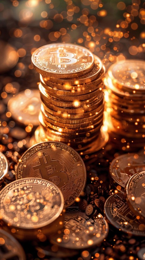 Bitcoin Cryptocurrency Gold Crypto Coin Creative Concept Aesthetic Symbol (1094)