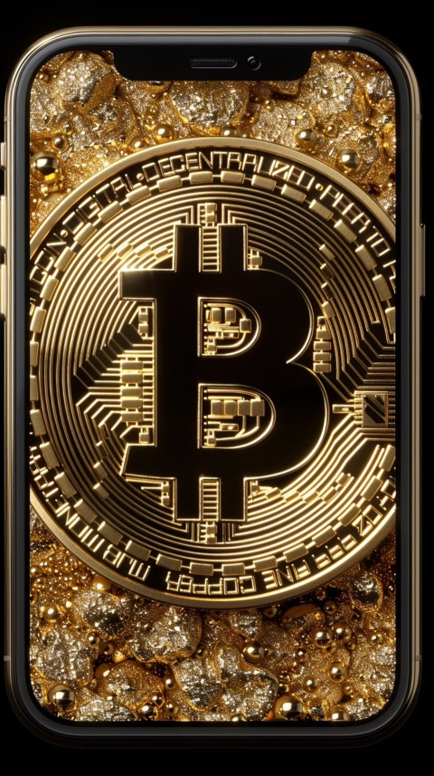 Bitcoin Cryptocurrency Gold Crypto Coin Creative Concept Aesthetic Symbol (1089)