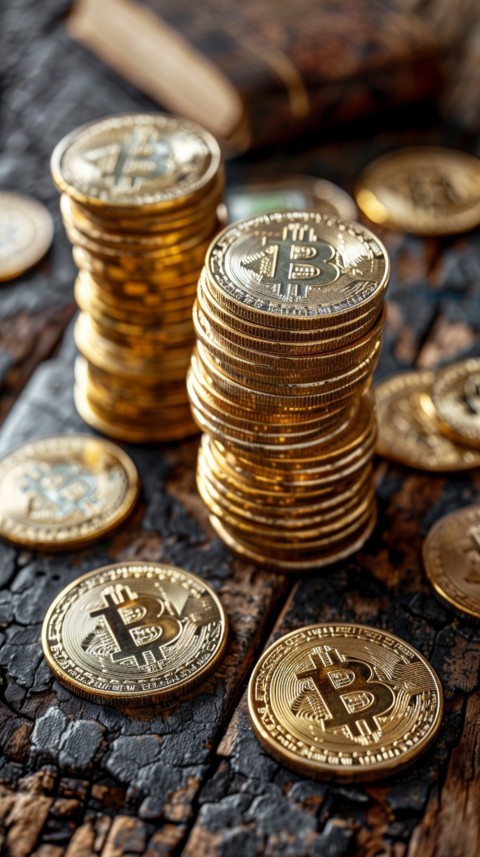 Bitcoin Cryptocurrency Gold Crypto Coin Creative Concept Aesthetic Symbol (1150)