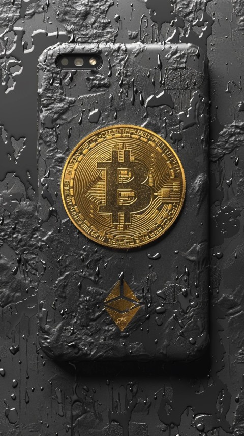 Bitcoin Cryptocurrency Gold Crypto Coin Creative Concept Aesthetic Symbol (1132)
