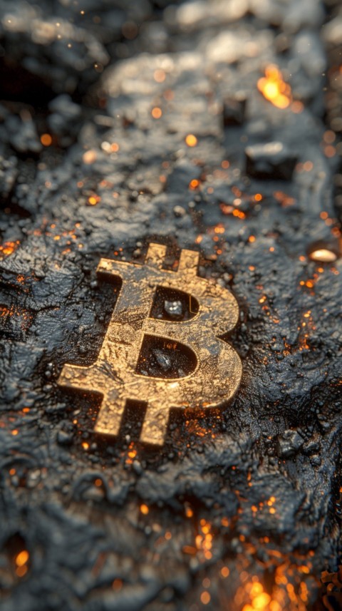 Bitcoin Cryptocurrency Gold Crypto Coin Creative Concept Aesthetic Symbol (1131)