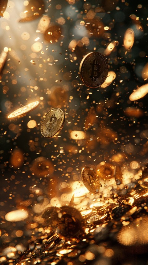 Bitcoin Cryptocurrency Gold Crypto Coin Creative Concept Aesthetic Symbol (1138)