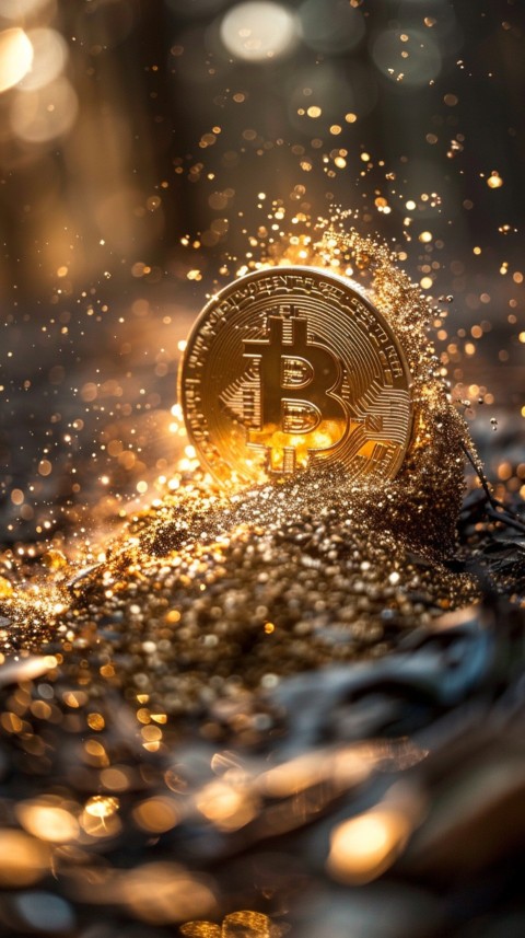 Bitcoin Cryptocurrency Gold Crypto Coin Creative Concept Aesthetic Symbol (1141)