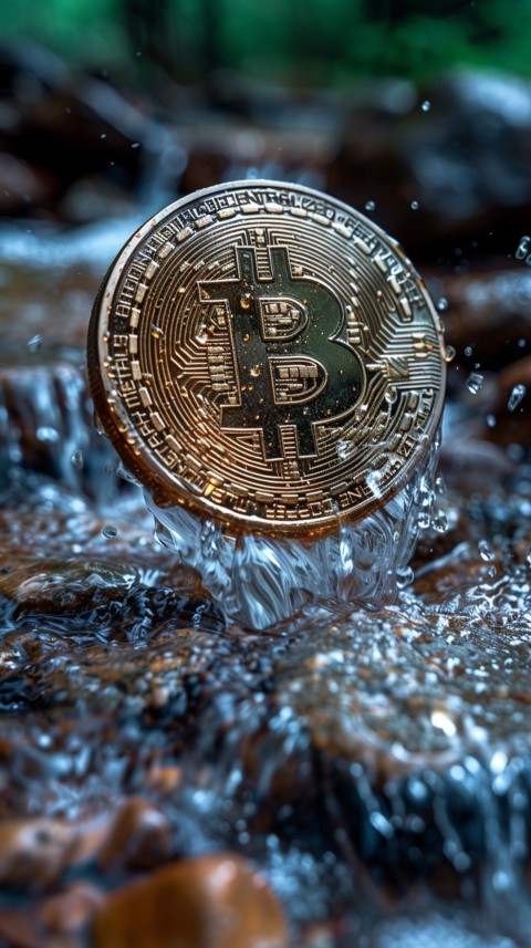 Bitcoin Cryptocurrency Gold Crypto Coin Creative Concept Aesthetic Symbol (1152)