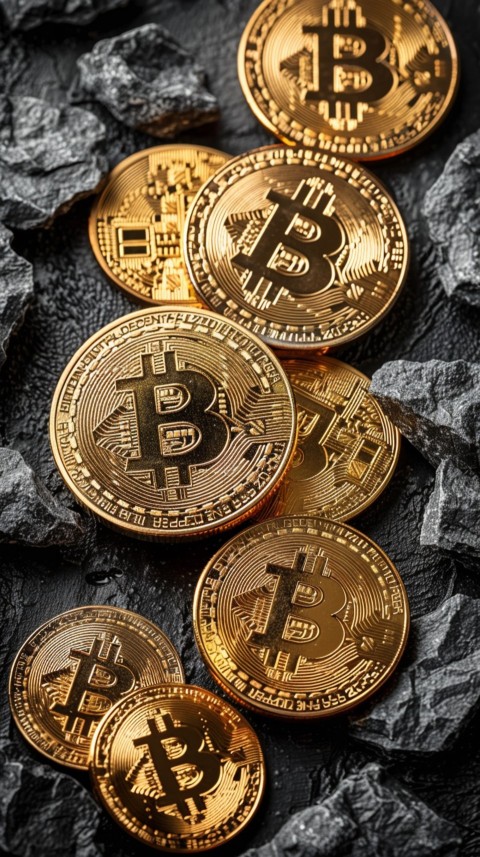Bitcoin Cryptocurrency Gold Crypto Coin Creative Concept Aesthetic Symbol (1173)