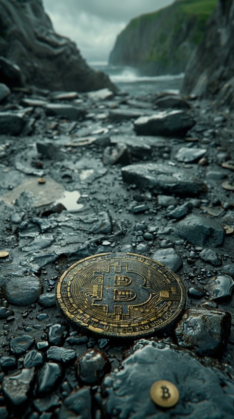 Bitcoin Cryptocurrency Gold Crypto Coin Creative Concept Aesthetic Symbol (1190)