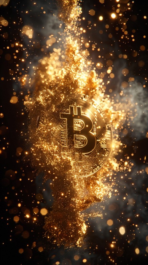 Bitcoin Cryptocurrency Gold Crypto Coin Creative Concept Aesthetic Symbol (1177)