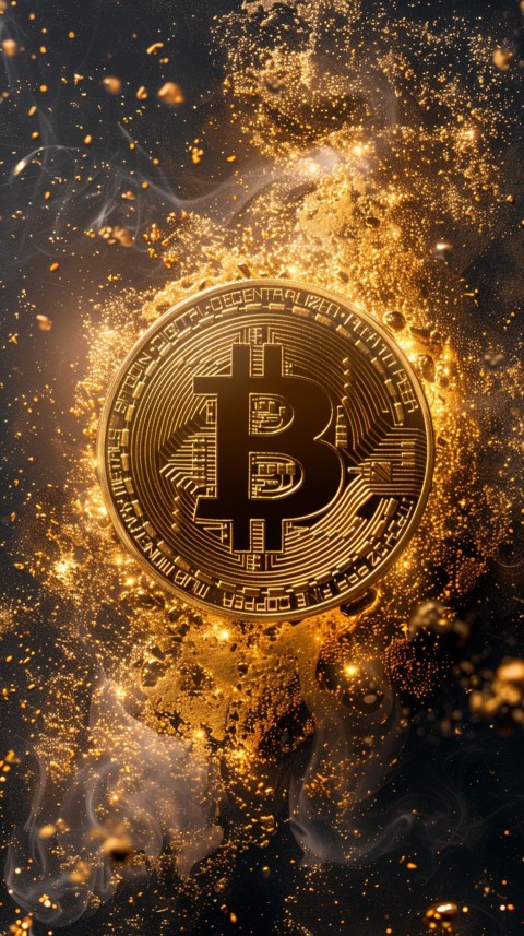 Bitcoin Cryptocurrency Gold Crypto Coin Creative Concept Aesthetic Symbol (1158)