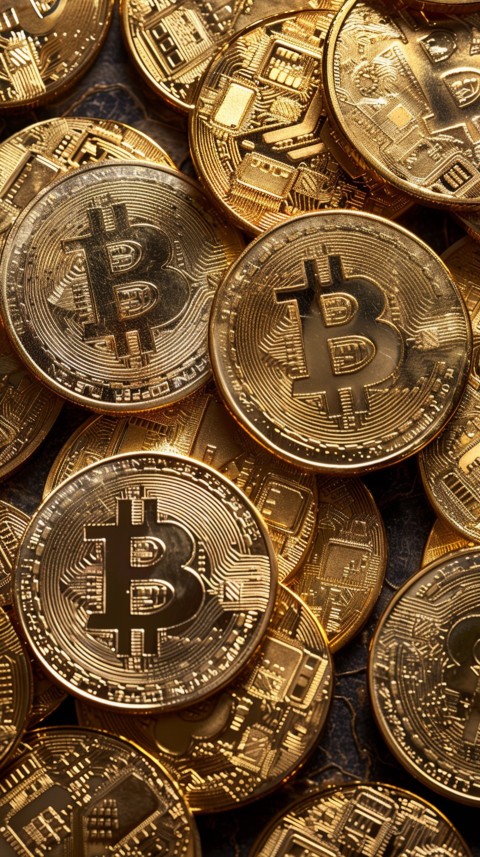 Bitcoin Cryptocurrency Gold Crypto Coin Creative Concept Aesthetic Symbol (1204)