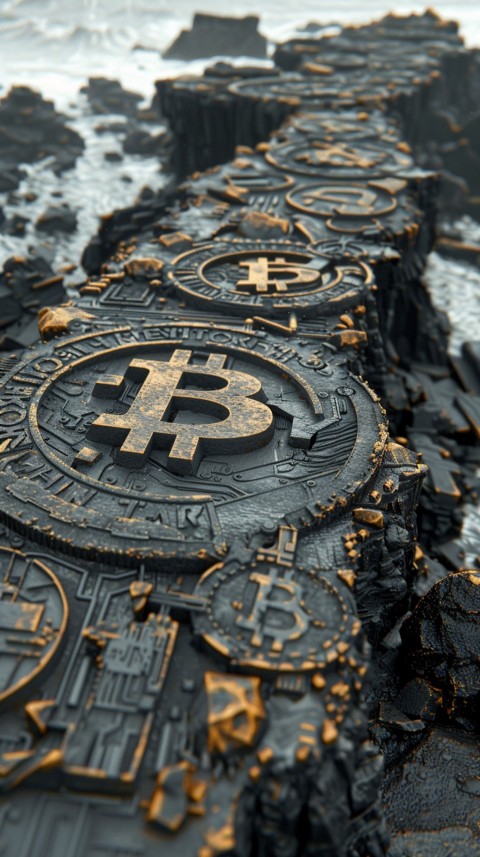 Bitcoin Cryptocurrency Gold Crypto Coin Creative Concept Aesthetic Symbol (1289)