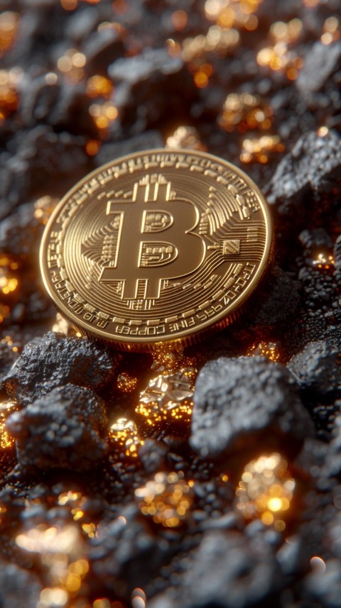 Bitcoin Cryptocurrency Gold Crypto Coin Creative Concept Aesthetic Symbol (1272)