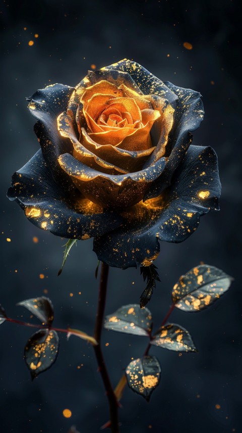 Beautiful Gold Rose Flowers Black and Yellow Aesthetics (37)