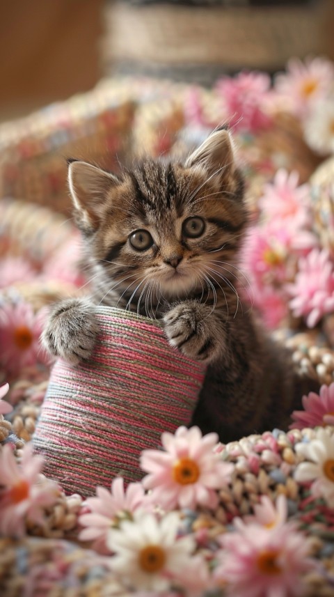 Cute Cat With Flowers Kittens Kitty Outdoor Aesthetic  (40)
