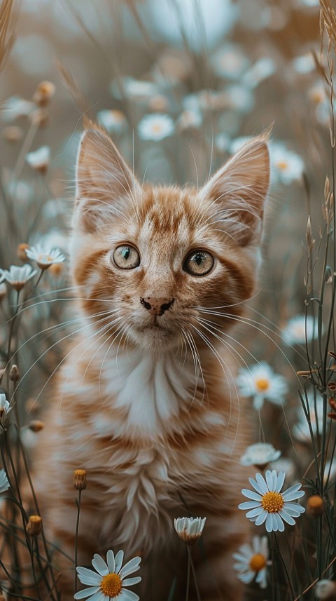 Cute Cat With Flowers Kittens Kitty Outdoor Aesthetic  (49)