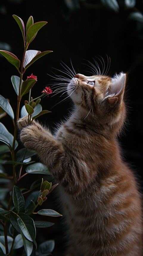 Cute Cat With Flowers Kittens Kitty Outdoor Aesthetic  (46)