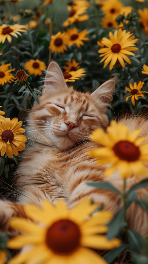 Cute Cat With Flowers Kittens Kitty Outdoor Aesthetic  (27)