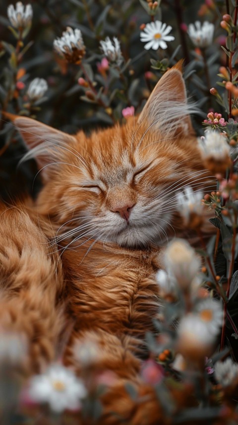 Cute Cat With Flowers Kittens Kitty Outdoor Aesthetic  (24)