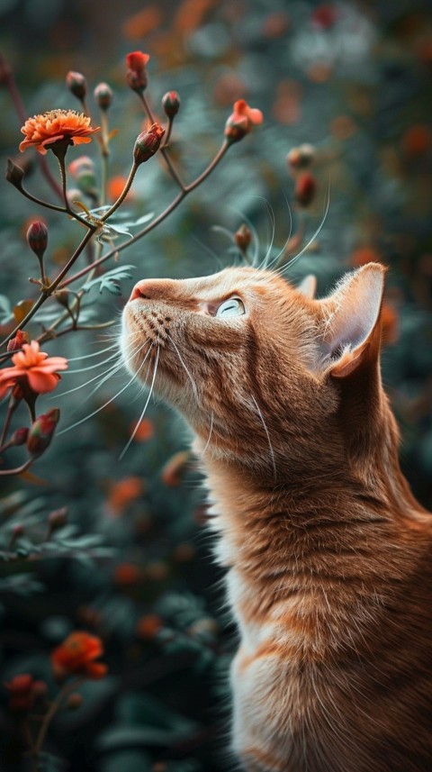 Cute Cat With Flowers Kittens Kitty Outdoor Aesthetic  (33)