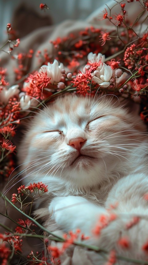 Cute Cat With Flowers Kittens Kitty Outdoor Aesthetic  (47)