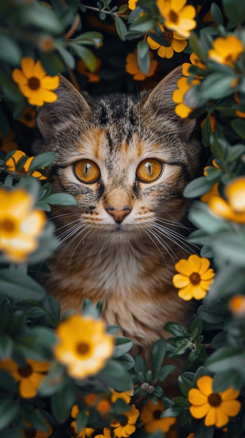 Cute Cat With Flowers Kittens Kitty Outdoor Aesthetic  (3)