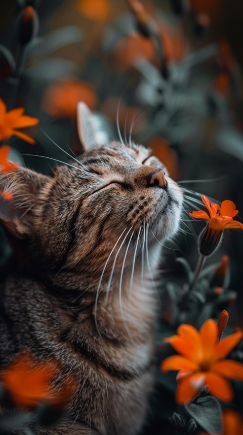 Cute Cat With Flowers Kittens Kitty Outdoor Aesthetic  (52)