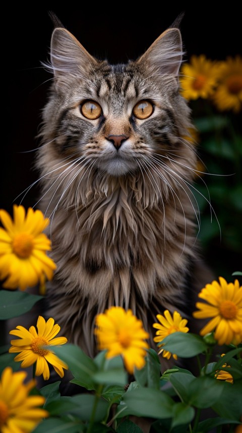 Cute Cat With Flowers Kittens Kitty Outdoor Aesthetic  (54)