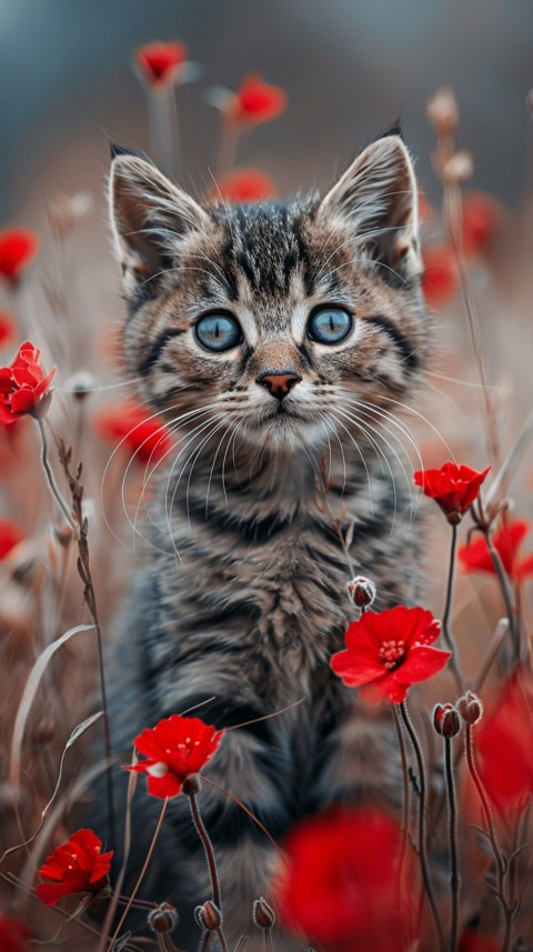 Cute Cat With Flowers Kittens Kitty Outdoor Aesthetic  (77)