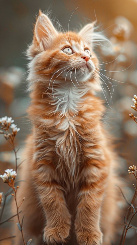 Cute Cat With Flowers Kittens Kitty Outdoor Aesthetic  (93)