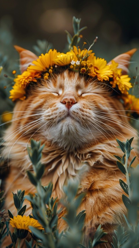 Cute Cat With Flowers Kittens Kitty Outdoor Aesthetic  (91)