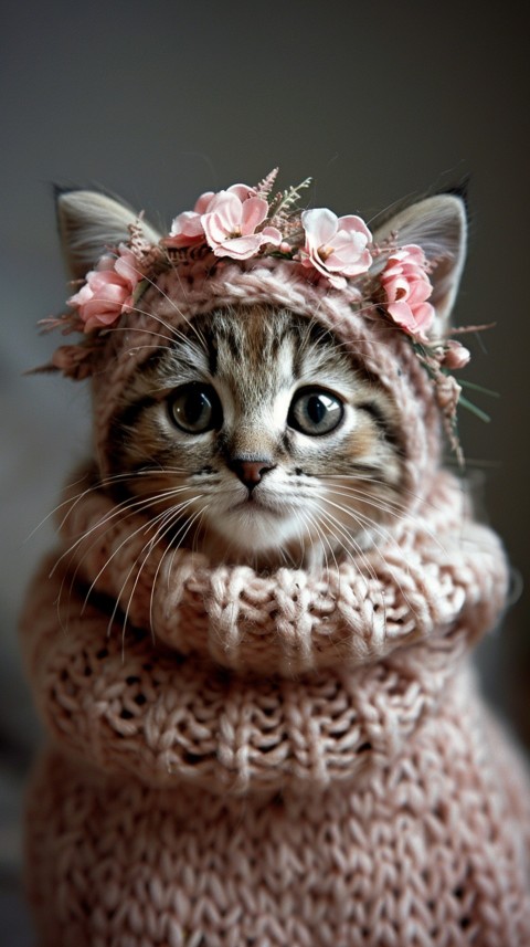 Cute Cat With Flowers Kittens Kitty Outdoor Aesthetic  (88)
