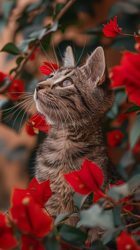 Cute Cat With Flowers Kittens Kitty Outdoor Aesthetic  (95)