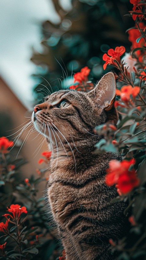 Cute Cat With Flowers Kittens Kitty Outdoor Aesthetic  (90)